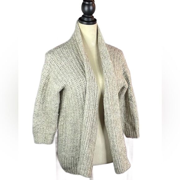 Primark Grey Chunky Knit Open Cardigan Sweater with 3/4 Sleeves (Size: XS) - Picture 3 of 16